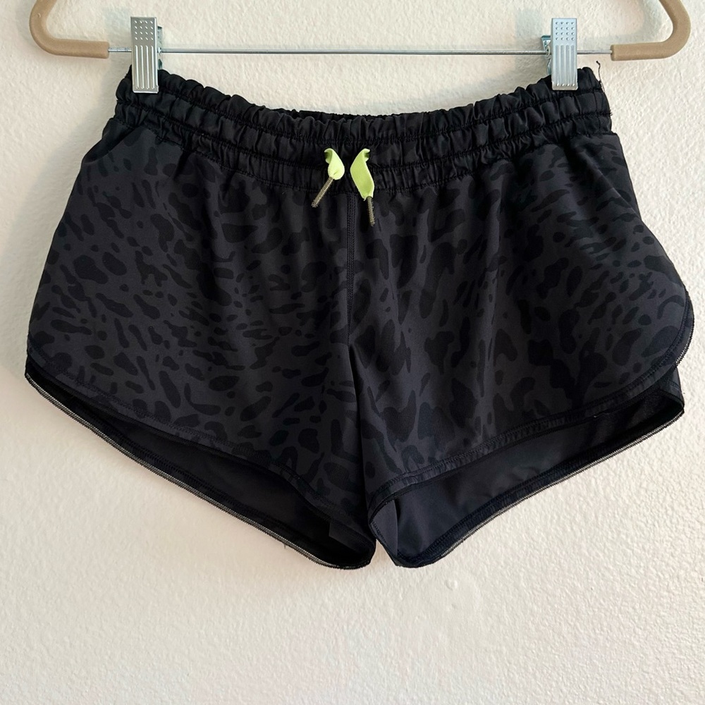 Black Cheetah Print Lululemon Running Shorts with lining